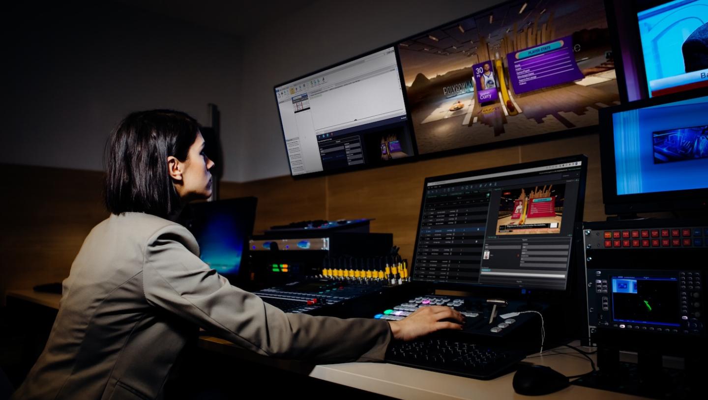 Operator working on Porta for sports broadcast