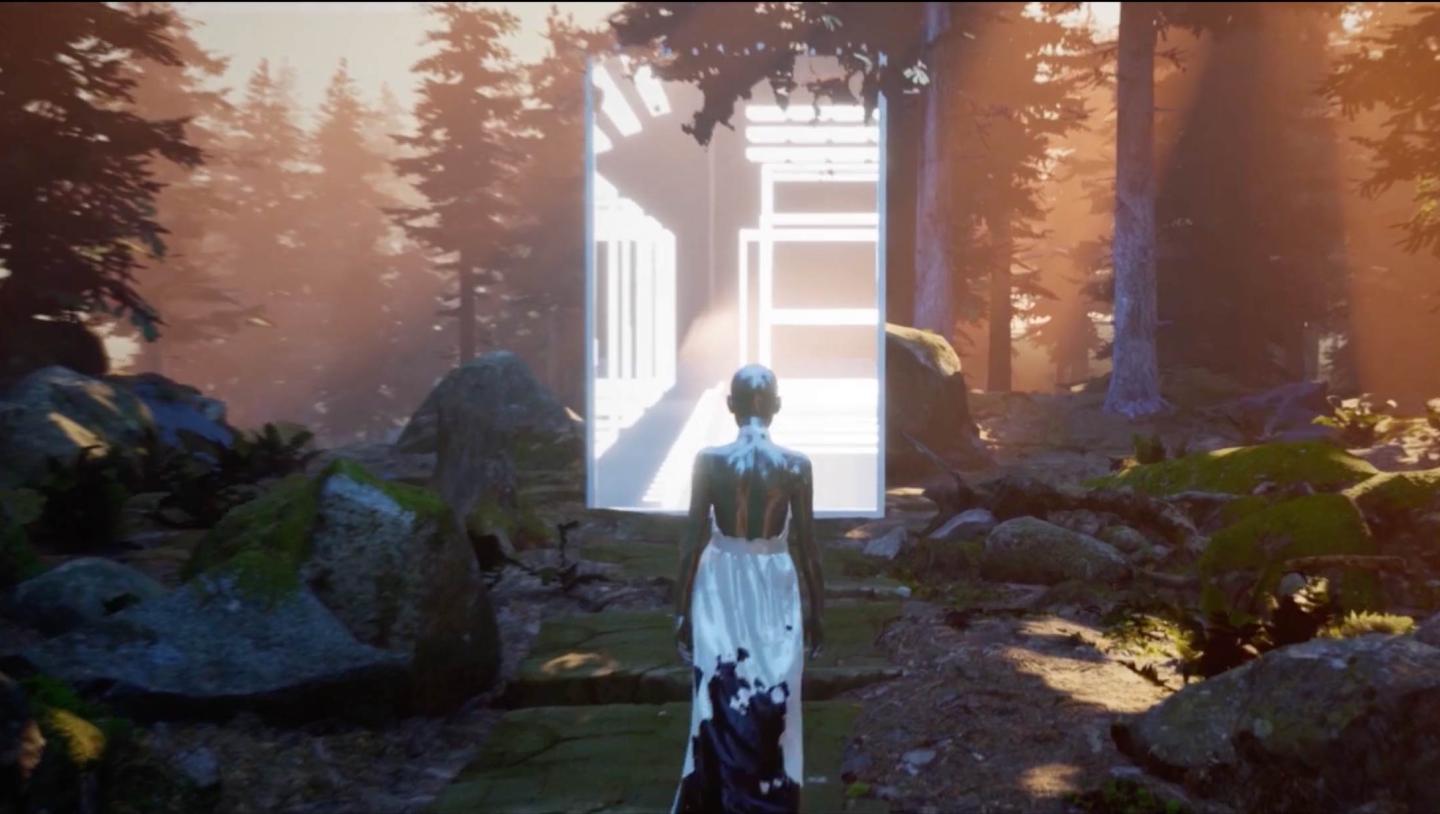 virtual character in forest environment