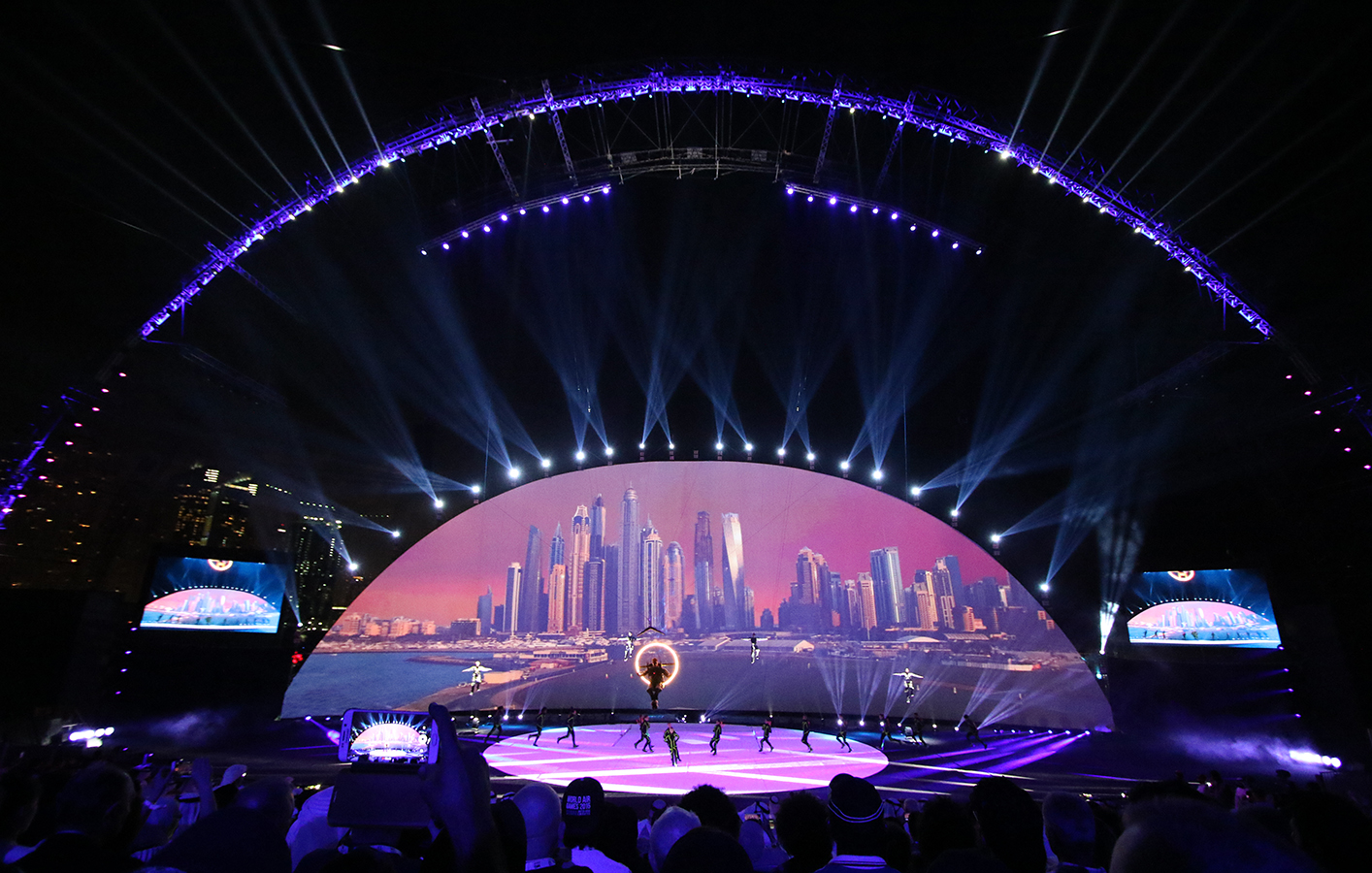 group of performers at the World Air Games Opening Ceremony in Dubai