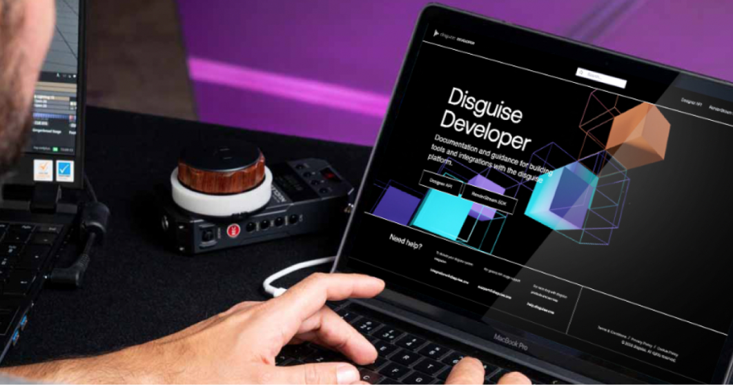 Disguise Developer webpage open on laptop